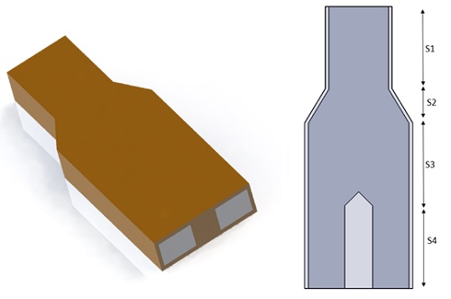 Das 3D-Design des untersuchten Leistungsteilers